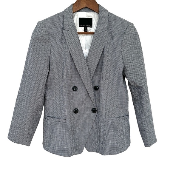 Banana Republic blazer, double breasted, in a stretch cotton blend, gingham - Picture 1 of 12